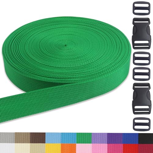 Green 1inch Webbing Strap Kit for DIY Crafts-Backpacks-20yds - color: Green