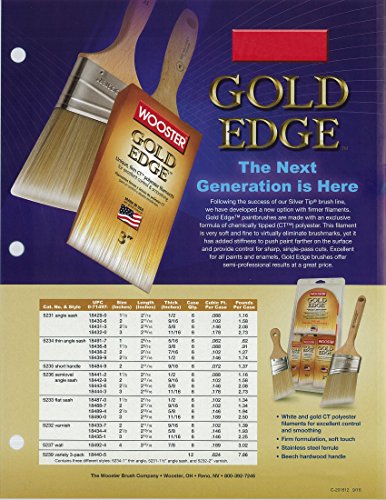 Wooster 5231-2 1/2 Gold Edge Wall & Trim Angle Sash Paintbrush 2 1/2" - size: 2 1/2 Inch
