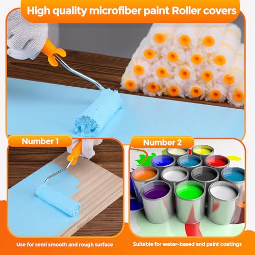 Leumoi 160 Pcs 4 Inch Paint Roller Covers with 2 Paint Roller Frame
