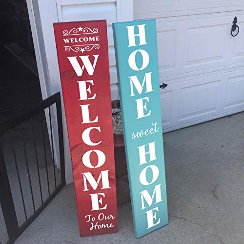 Welcome and Home Sweet Home Stencil - 18 Pack Large Vertical Welcome Home Sweet Home Sign Stencils Templates for Painting on Wood, Reusable Letter Stencils for Porch Signs & Front Door Decorations - style: Welcome and Home Sweet Home