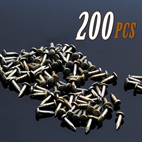 BokWin Tiny Brad Nails, Bronze, 1.2x6mm, 200 Pcs - color: Bronze