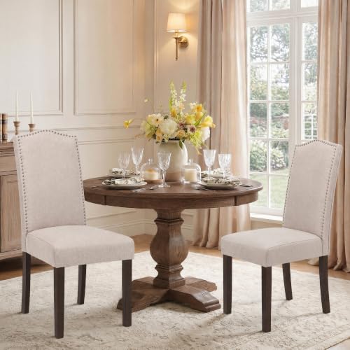 Upholstered Dining Chair Modern Stylish Kitchen Diner Fabric Set of 4 - color: Beige, size: Set of 4