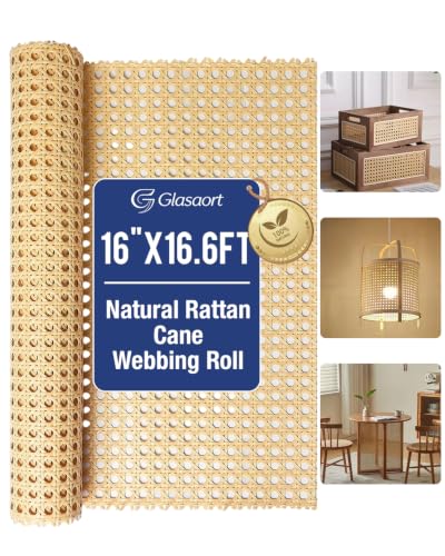 Glasaort 16" × 16.6Ft Width Natural Cane Webbing, Rattan Webbing Roll - size: 16" × 16.6Ft