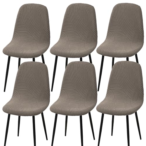 HAOYONG Modern Dining Chair Covers Printed Shell Chair Cover Lounge Armless Chair Cover Stretchable Slipcovers for Kitchen, Office, Dining Room and Living Room(Set of 6) - color: Coffee, size: 6 PCS