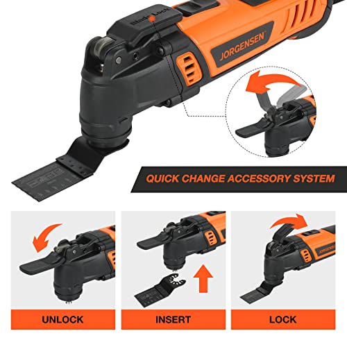 JORGENSEN Corded Oscillating Multi Tool, Variable Speed with 16 PCS Blades