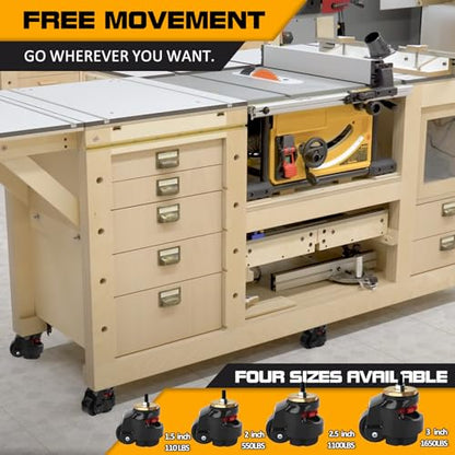 Leveling Stem Casters, Heavy Duty Leveling Casters, Load Capacity 4400 Lbs - size: 2.5 INCH