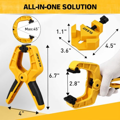 10-Piece Bar Clamps for Woodworking, 4PCS 6-inch & 2PCS 12-inch One-Handed F Clamp/Spreader with 132 LBS Load Limit, Spring Clamps, 90° Angle Clamp, Quick Release Grip - style: 10-Piece