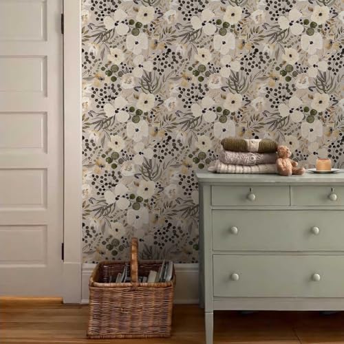 18"x236" Boho Cream/Brown Daisy Flower Peel and Stick Self Adhesive Wallpaper Removable Contact Paper Stick on Easy Peel Off Wall Paper for Kitchen Bedroom Bathroom Renter - color: Pink, White, size: 17.7" x 118"