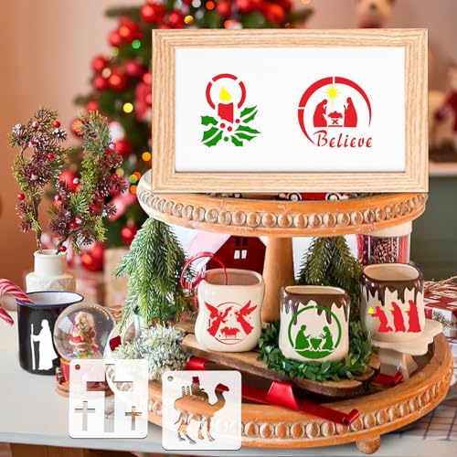 JULMELON 20Pcs Christmas Stencils Reusable, Nativity of Jesus for Painting - style: Jesus Stencils