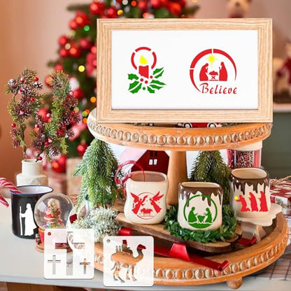 JULMELON 20Pcs Christmas Stencils Reusable, Nativity of Jesus for Painting - style: Jesus Stencils