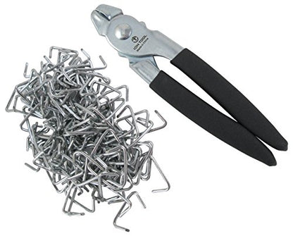 Hog Ring Pliers & 150 Galvanized Hog Rings, Professional Upholstery Installation Kit