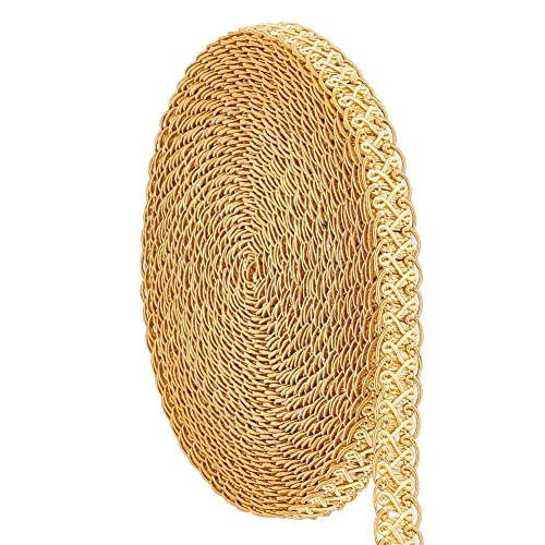 PH PandaHall 12m/13 Yards Golden Gimp Braid Trim, 15mm/0.6 inch Decorative Woven Braid Trim Sewing Centipede Lace Ribbon Polyester Upholstery Trim for Home Decor Slipcover Dress Making - color: Golden
