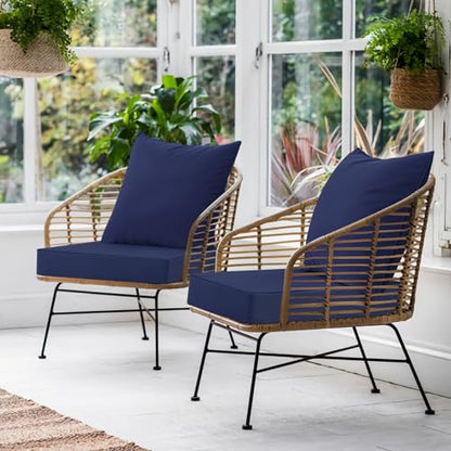 Favoyard Outdoor Patio Seat Cushions Set, 19 x 19 Inch, Waterproof, Blue - color: Blue, size: 19 x 19 x 3 In