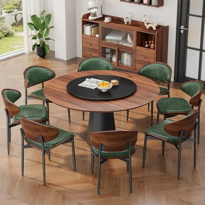REONEY Dining Chairs Set of 4, Mid-Century Modern Kitchen Chairs, Green - color: Green Pu