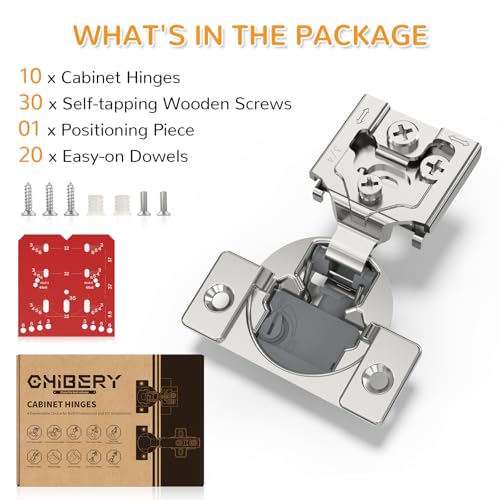 Chibery 10 Pack 3/4” Overlay 4D Soft Close Cabinet Hinges, Concealed Face Frame, Adjustable Closing Speed, 105° Opening Smooth Slow, Hidden Self Closing for Kitchen Corner, Cupboard (with Template) - size: 3/4” Overlay