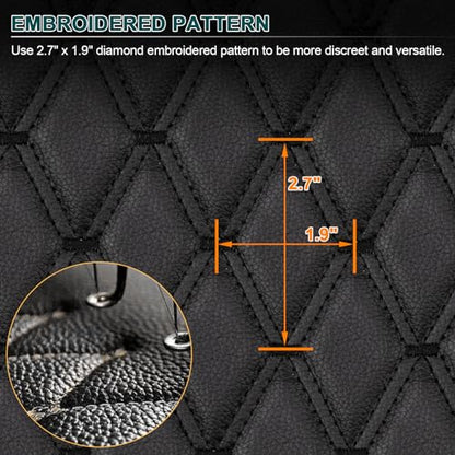 Vinyl Faux Leather Quilted Fabric With 0.27"Foam Backed,Black(Black Thread) - color: Black(black Thread), size: Style-B