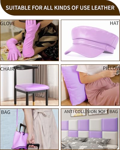 Large Soft Leather Fabric 8mm Thick 54"x36" 1 Yard Pre-Cut PU Leather， Marine Vinyl,for Luxury Furniture, Pet Beds & DIY Crafts, Craft Projects, Sofa - Heavy-Duty Indoor/Outdoor Use (Light Purple) - color: Light Purple