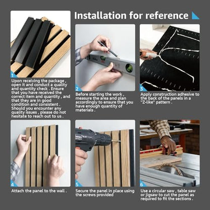 Art3d 4-Pack Fluted Acoustic Wood Slat Wall Panel, 107 x 8 Inch, Walnut - color: Walnut, size: 4pcs - 107＊8in.