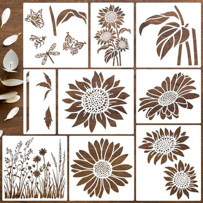 Large Flower Stencils for Painting Sunflower Stencils for Crafts Reusable - style: Daisy Sunflower
