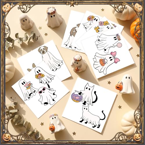 Harloon 15 Sheets Pastel Halloween Ghost Rub on Transfers for Crafts - style: Classical Ghost