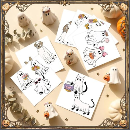 Harloon 15 Sheets Pastel Halloween Ghost Rub on Transfers for Crafts - style: Classical Ghost