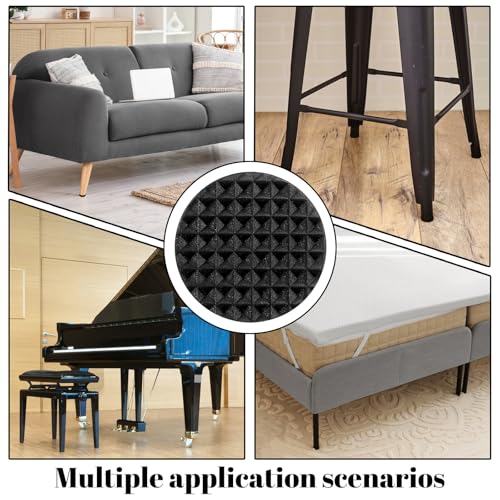 96 Pcs Non Slip Furniture Pads 3/4 in Round Black Plastic Rubber Furniture Pads Self Adhesive Rubber Anti Skid Pad Anti Slip Table Legs Chair Feet Furnitures Pad for Hardwood Tiles Floors