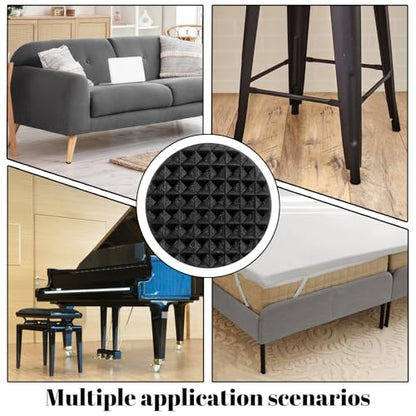 96 Pcs Non Slip Furniture Pads 3/4 in Round Black Plastic Rubber Furniture Pads Self Adhesive Rubber Anti Skid Pad Anti Slip Table Legs Chair Feet Furnitures Pad for Hardwood Tiles Floors