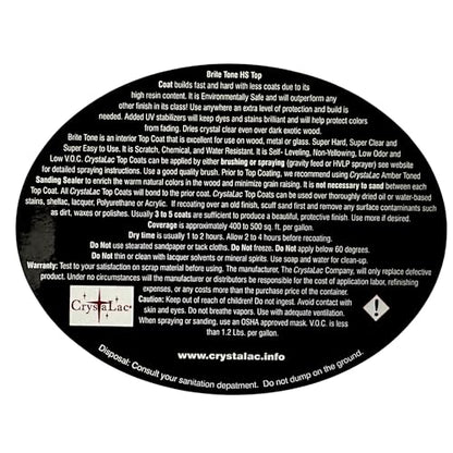 CrystaLac Brite Tone High Solids Polyurethane Instrument Finish 8 oz Mini (Clear Satin)