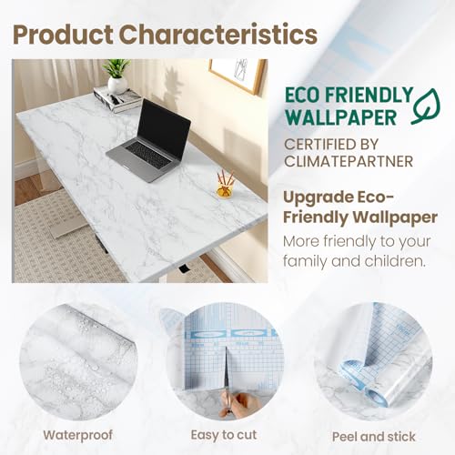 Marble Contact Paper White Extra Wide Peel and Stick for Kitchen Countertop - color: Gray/White, size: 47.2" x 196"
