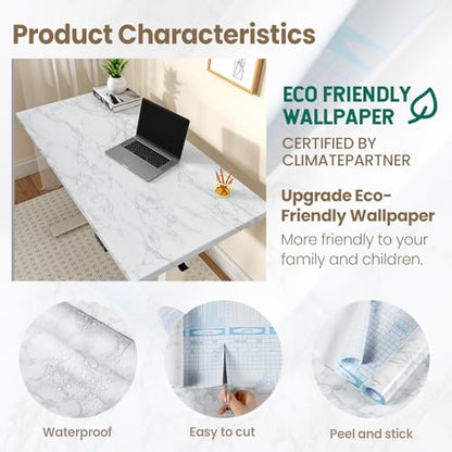 Marble Contact Paper White Extra Wide Peel and Stick for Kitchen Countertop - color: Gray/White, size: 47.2" x 196"