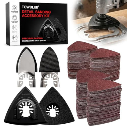 Oscillating Tool Sanding Pad Kit, 106Pcs Multi Tool Sanding Pads with 2 Triangle Sanding Pads, 2 Finger Sanding Pads, 100 Sandpaper Sheets, 60-240 Grit for Wood Metal Plaster Grinding Polishing - size: 104 pcs Triangle and Finger Sanding Pads