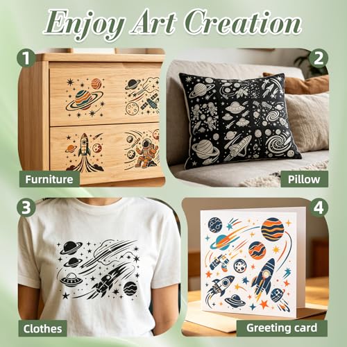 Space Astronaut Stencils for Crafts Reusable 20Pcs Stencils(5.9X5.9 inch) - color: Space 2