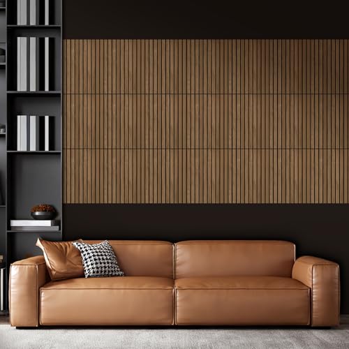 16" x 12" Acoustic Panels 12 Pack, Self-Adhesive 3D Wall Tile Walnut - color: Walnut, size: 12 Pack (16 x 12 x 0.4 inch each)