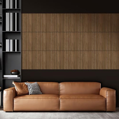 16" x 12" Acoustic Panels 12 Pack, Self-Adhesive 3D Wall Tile Walnut - color: Walnut, size: 12 Pack (16 x 12 x 0.4 inch each)