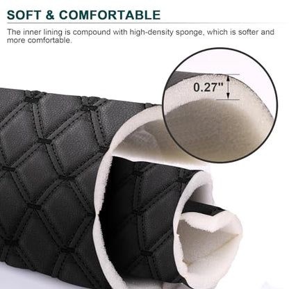 Vinyl Faux Leather Quilted Fabric With 0.27"Foam Backed,Black(Black Thread) - color: Black(black Thread), size: Style-B