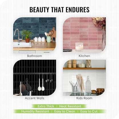 Select 5 Pack Peel and Stick Backsplash Square Tiles, 12x12 in, Blue - color: Blue, size: Rectangle Shape