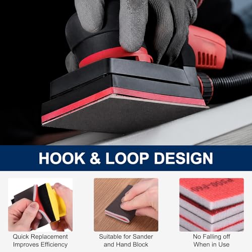 18Pcs 120Grit Sanding Sponges, 4x2.8In Hook & Loop Black - size: 120 Grit
