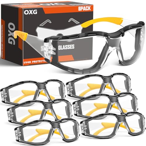 OXG Safety Glasses for Men, ANSI Z87.1 Anti-Fog Impact Resistant Protective Eyewear, Foam Gasket, UV Protection - color: 6-clear-yellow