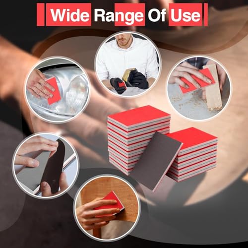 5Pcs/Set Sanding Sponge Set, 120-3000 Grit Soft Foam Hand Sander Block, Hook & Loop Wet Dry Sanding Sponges for Metal Wooden Furniture Drywall Sheetrock and Model Polishing (P2000, 10x7cm) - color: P2000
