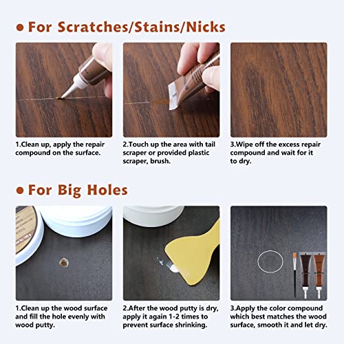 SEISSO Wood Furniture Repair Kit, 12 Colors Wood Fillers with White Putty - color: 12 + 1 Colors