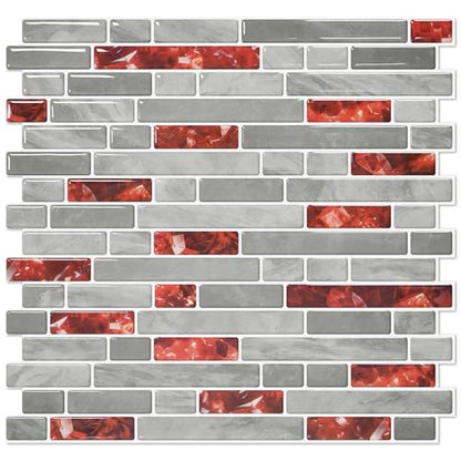 STICKGOO Thicker Peel and Stick Backsplash Tile for Kitchen and Bathroom - color: Red