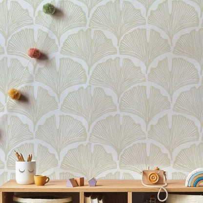 Tempaper x Novogratz Waverly White Feather Palm Removable Peel and Stick Wallpaper, 20.5 in X 16.5 ft, Made in The USA - color: Waverly White, size: 20.5" x 198"