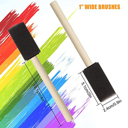 200 Pack 1 inch Foam Brush Bulk Foam Paint Brush Sponge Paint Brush with Wood Handle for Acrylics, Stains, Varnishes, Crafts - color: 200 Pack-1 Inch