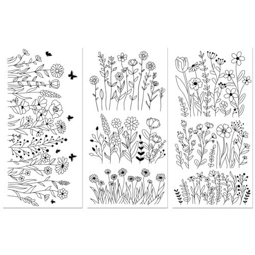 Peacoblue Black White Flowers Rub On Transfers for Furniture Craft 6"x12" - style: Black and White Flowers