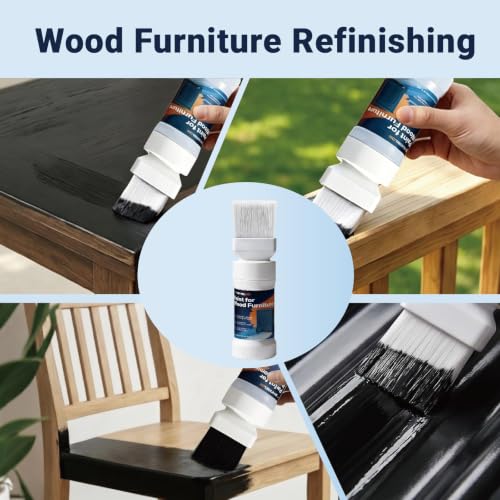 Black Paint for Wood, Touch Up Paint, Furniture Cabinets Refinishing 6.35oz - color: Black