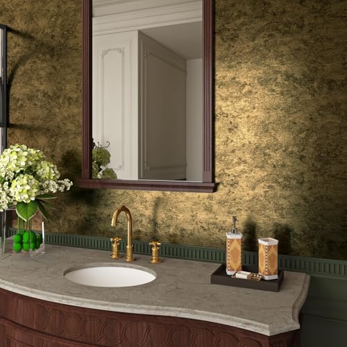 Livelynine 24x197" Gold Wallpaper Peel and Stick Textured Metallic Accent Wallpaper for Living Room Bathroom Kitchen Cabinets Fridge Luxury Black Gold Contact Paper Drawer Liner Shelf Waterproof Vinyl - size: 24x197 Inch