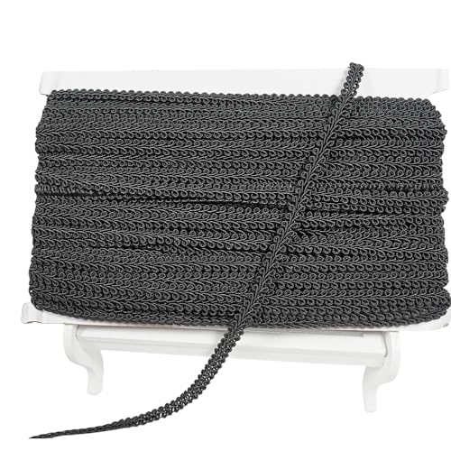 52 Yards 8 mm Polyester Woven Braid Trim Gimp Braid Trim for Upholstery Costume DIY Crafts Costume Home Decorative (Black) - color: Black
