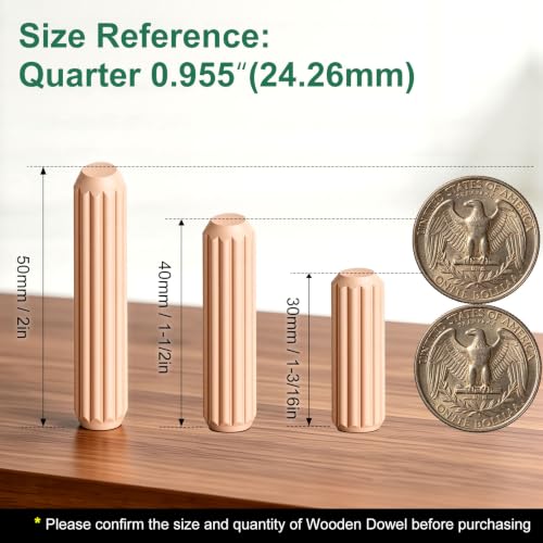 150Pcs Wood Dowels Kit 1/4 x 1-3/16 inch, Wooden Dowel Pins, Fluted Wood Dowels Rods for Crafts, Furniture, DIY Manual - size: 1/4" x 1-3/16"