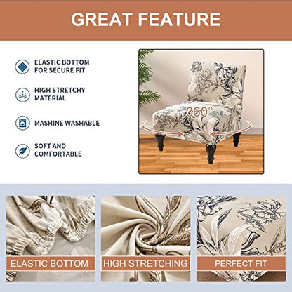Eco-Ancheng Armless Chair Slipcover Removable Armless Accent Chairs Covers Washable Armless Slipper Chair Slipcover Printed Armless Chair Furniture Protector Covers for Living Dining Room Hotel - color: H170
