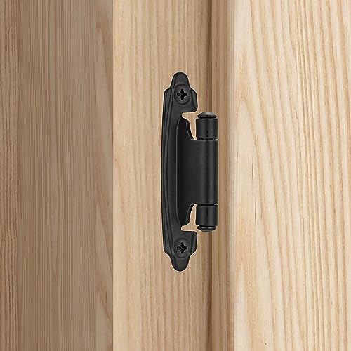 Matte Black Cabinet Hinges, 3/8” Inset, 4 Pack - color: Matte Black, size: 3/8 Inch Inset